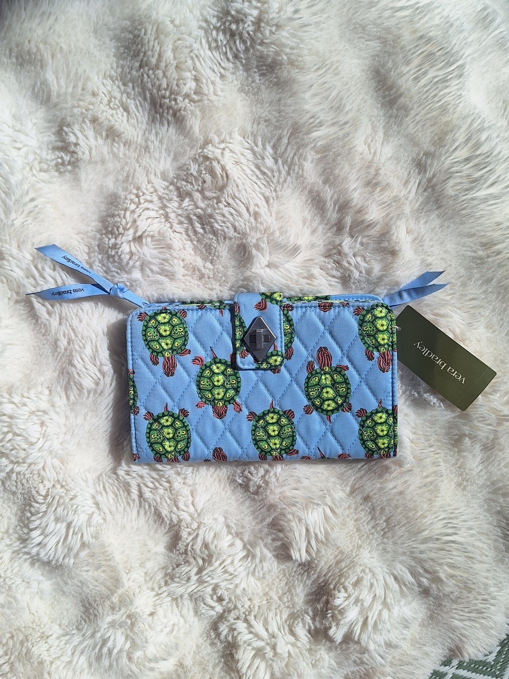🐢 NWT Vera Bradley Turnlock Wallet - Slow Dance Sea Turtle Pattern